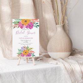 Roze tropische Floral Bridal Shower Kaart