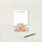 Roze tropische Floral Waterverf Naam Post-it® Notes (Op bureau)