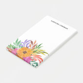 Roze tropische Floral Waterverf Naam Post-it® Notes (Schuin)