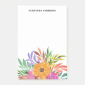 Roze tropische Floral Waterverf Naam Post-it® Notes (Voorkant)