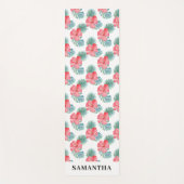 Roze tropische Floral Waterverf Naam Yoga Mat (Voorkant)
