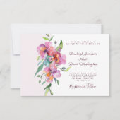 Roze tropische florale bruiloft kaart (Voorkant)