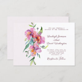 Roze tropische florale bruiloft kaart