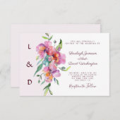 Roze tropische florale bruiloft kaart (Voorkant / Achterkant)