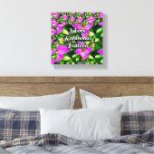 Roze Tropische Flowers Patroon Canvas Afdruk (Insitu (Slaapkamer))