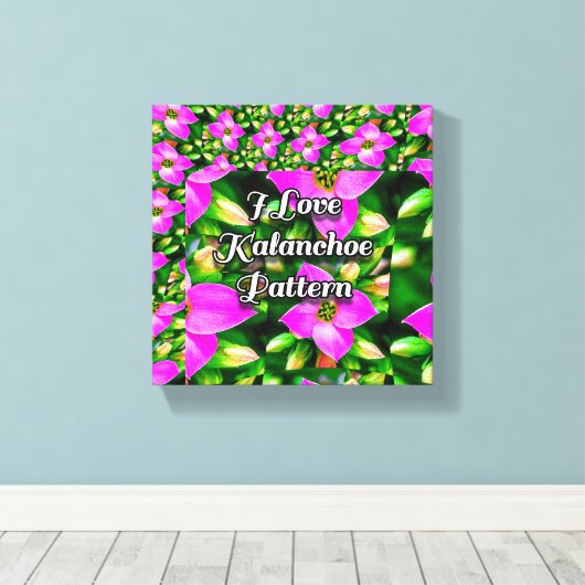 Roze Tropische Flowers Patroon Canvas Afdruk (Insitu (Houten vloer))