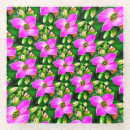 Roze Tropische Flowers Patroon Glazen Onderzetter