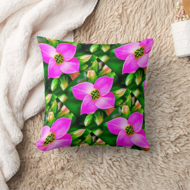 Roze Tropische Flowers Patroon Kussen (Deken)