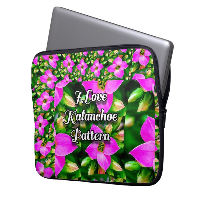 Roze Tropische Flowers Patroon Laptop Sleeve (Voorkant Links)