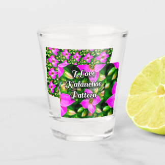 Roze Tropische Flowers Patroon Shot Glas