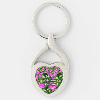 Roze Tropische Flowers Patroon Sleutelhanger