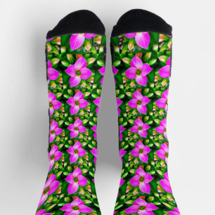 Roze Tropische Flowers Patroon Sokken
