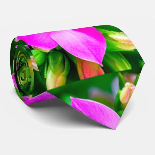 Roze Tropische Flowers Patroon Stropdas (Opgerold)