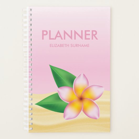 Roze Tropische Frangipani Flower - Gepersonaliseer Planner (Voorkant)
