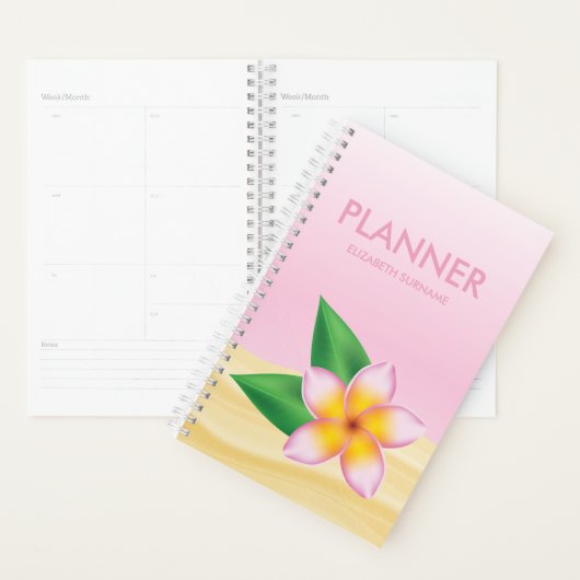 Roze Tropische Frangipani Flower - Gepersonaliseer Planner (Display)