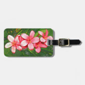 Roze Tropische Frangipani Kunst Bagagelabel (Voorkant horizontaal)