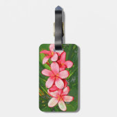 Roze Tropische Frangipani Kunst Bagagelabel (Achterkant verticaal)