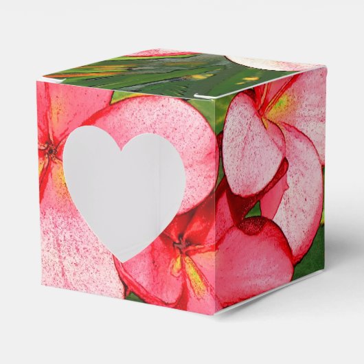 Roze Tropische Frangipani Kunst Bedankdoosjes (Voorkant Zijde)