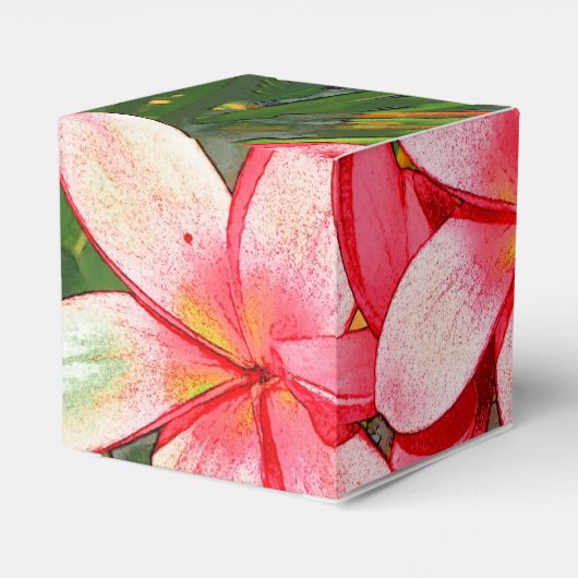 Roze Tropische Frangipani Kunst Bedankdoosjes (Achterkant)