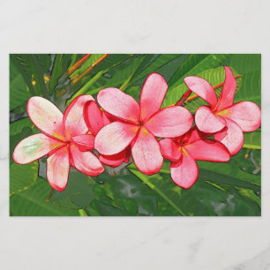 Roze Tropische Frangipani Kunst Briefpapier