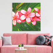 Roze Tropische Frangipani Kunst Canvas Afdruk (Insitu (Woonkamer))