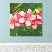 Roze Tropische Frangipani Kunst Canvas Afdruk (Insitu (Houten vloer))