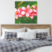 Roze Tropische Frangipani Kunst Canvas Afdruk (Insitu (Slaapkamer))