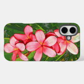 Roze Tropische Frangipani Kunst Case-Mate iPhone Case (Achterkant (horizontaal))