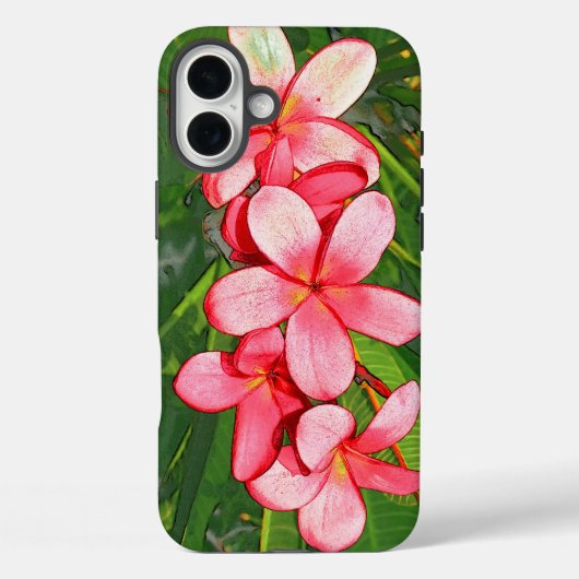 Roze Tropische Frangipani Kunst Case-Mate iPhone Case (Achterkant)