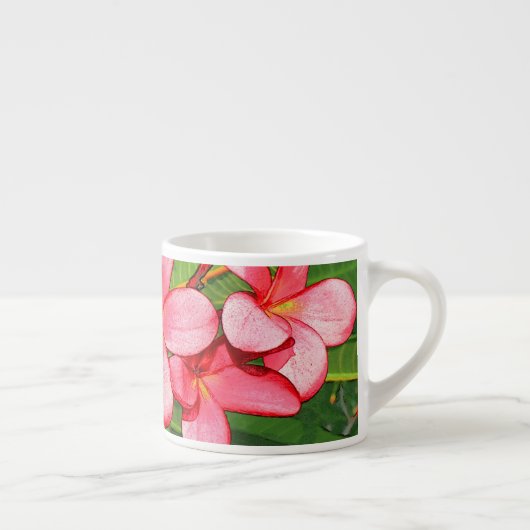 Roze Tropische Frangipani Kunst Espresso Kop (Rechts)