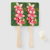 Roze Tropische Frangipani Kunst Handwaaier (Voorkant en achterkant)