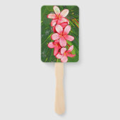 Roze Tropische Frangipani Kunst Handwaaier (Achterkant)