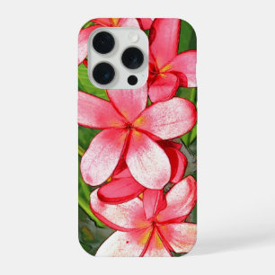 Roze Tropische Frangipani Kunst iPhone 15 Pro Case