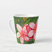 Roze Tropische Frangipani Kunst Latte Mok (Linkerhoek)