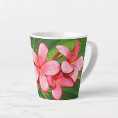 Roze Tropische Frangipani Kunst Latte Mok (Rechterhoek)