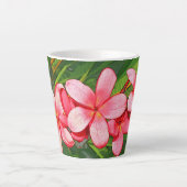 Roze Tropische Frangipani Kunst Latte Mok (Voorkant)