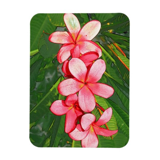 Roze Tropische Frangipani Kunst Magneet (Verticaal)