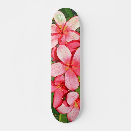 Roze Tropische Frangipani Kunst Persoonlijk Skateboard (Voorkant)