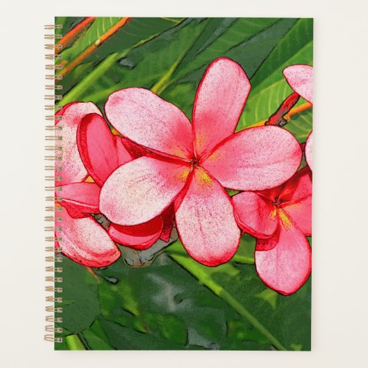 Roze Tropische Frangipani Kunst Planner (Voorkant)