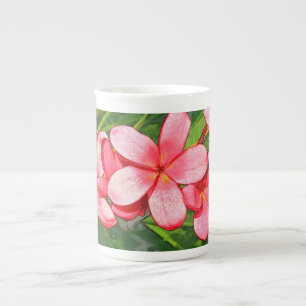 Roze Tropische Frangipani Kunst Porselein Kop