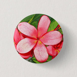 Roze Tropische Frangipani Kunst Ronde Button 3,2 Cm