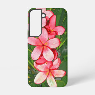 Roze Tropische Frangipani Kunst Samsung Galaxy Hoesje