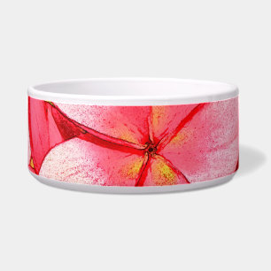 Roze Tropische Frangipani Kunst Voerbakje