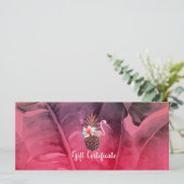 Roze Tropische Glitter Ananas Cadeaubon (Staand voorkant)