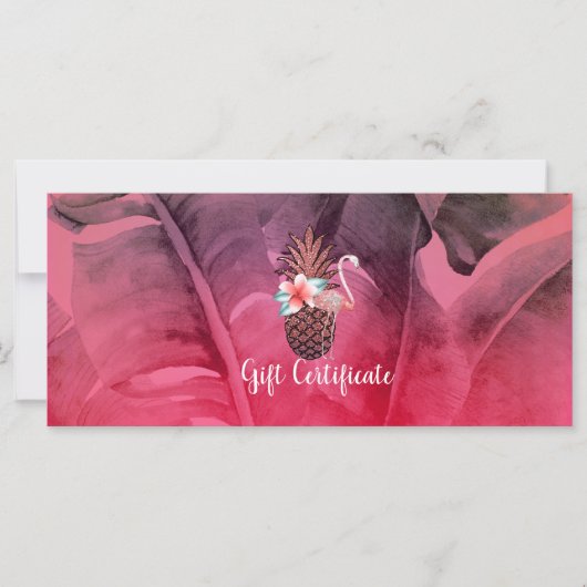 Roze Tropische Glitter Ananas Cadeaubon (Voorkant)