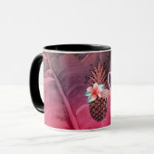Roze Tropische Glitter Ananas Palmbladeren Chic Mok (Voorkant links)