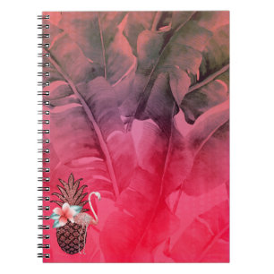 Roze Tropische Glitter Ananas Palmbladeren Chic Notitieboek