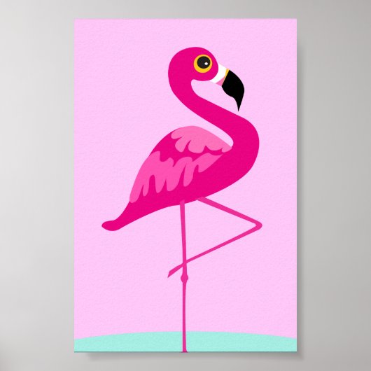 Roze, tropische grafische afdruk van flamingo poster (Voorkant)