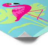 Roze, tropische grafische afdruk van flamingo poster (Hoek)