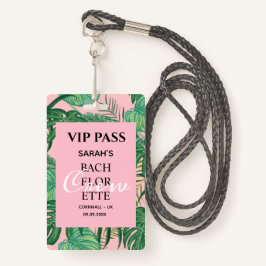 Roze tropische handpalm VIP Pass Badge
